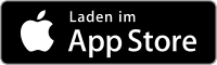 Logo des Apple App Store auf schwarzem Hintergrund mit weißem Schriftzug "Laden im App Store".